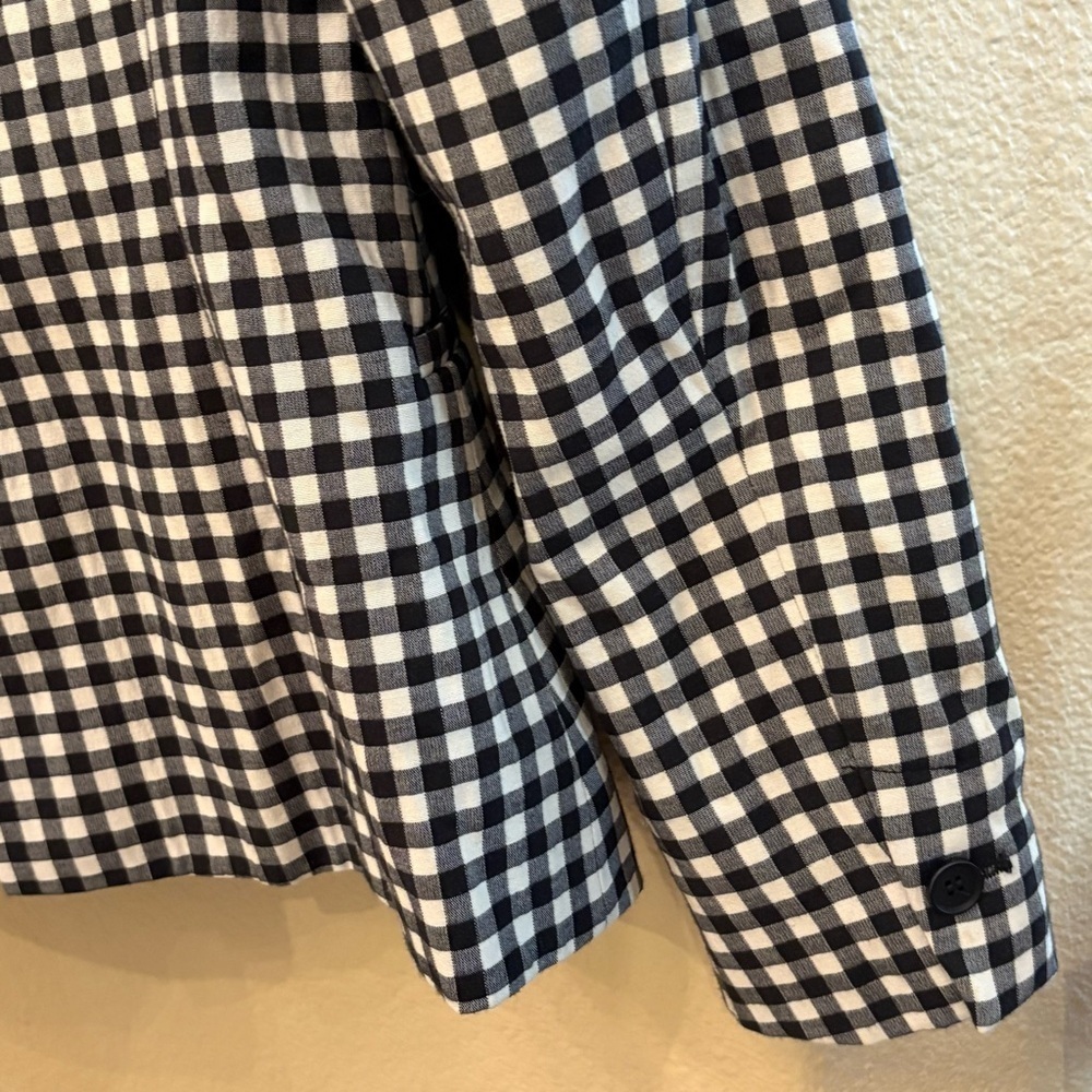 ZARA Women Black White Gingham Blazer Size Small - Picture 4 of 5